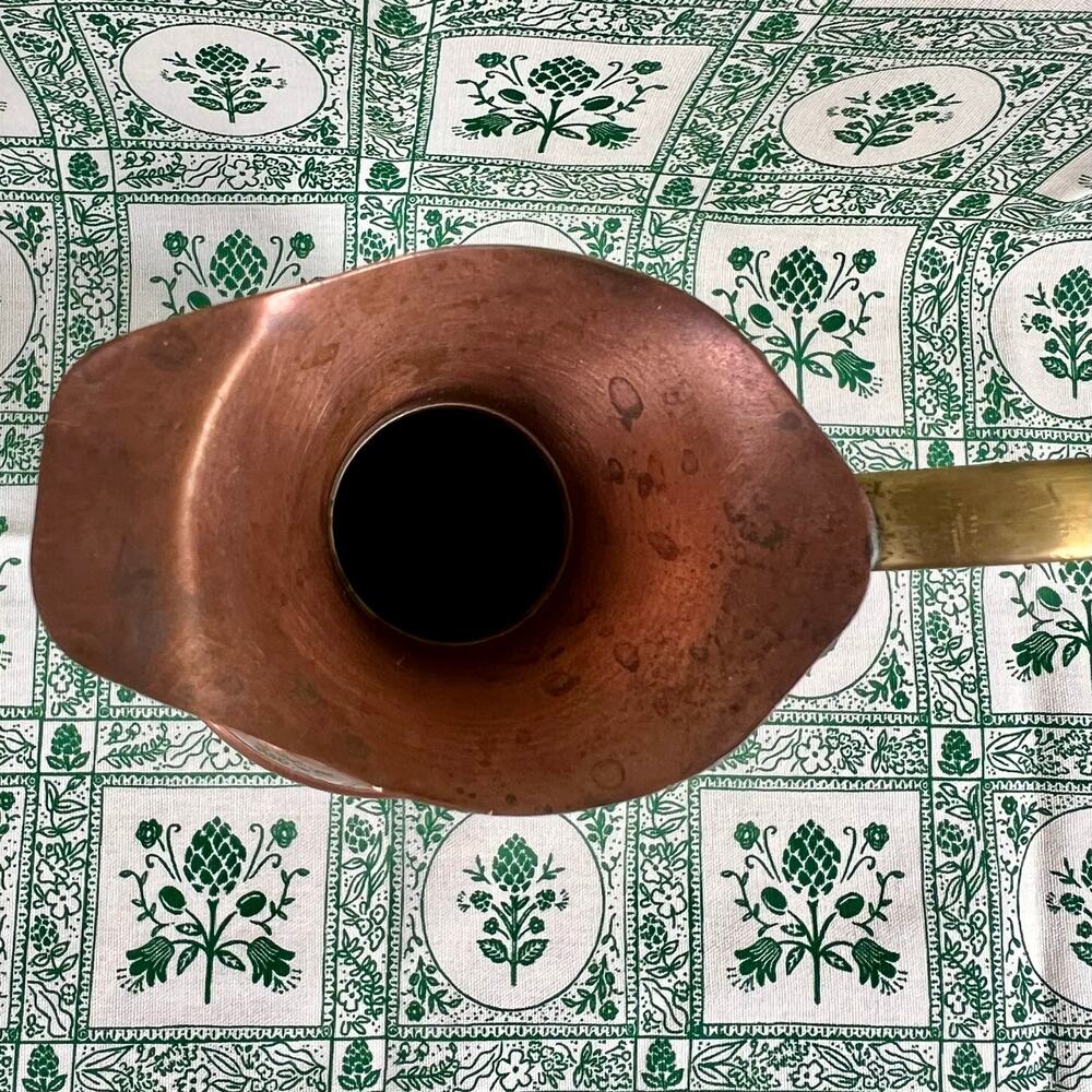 Vintage 50s Copper Pitcher Jug Brass Handle Rustic Country Decor - Picture 3 of 10